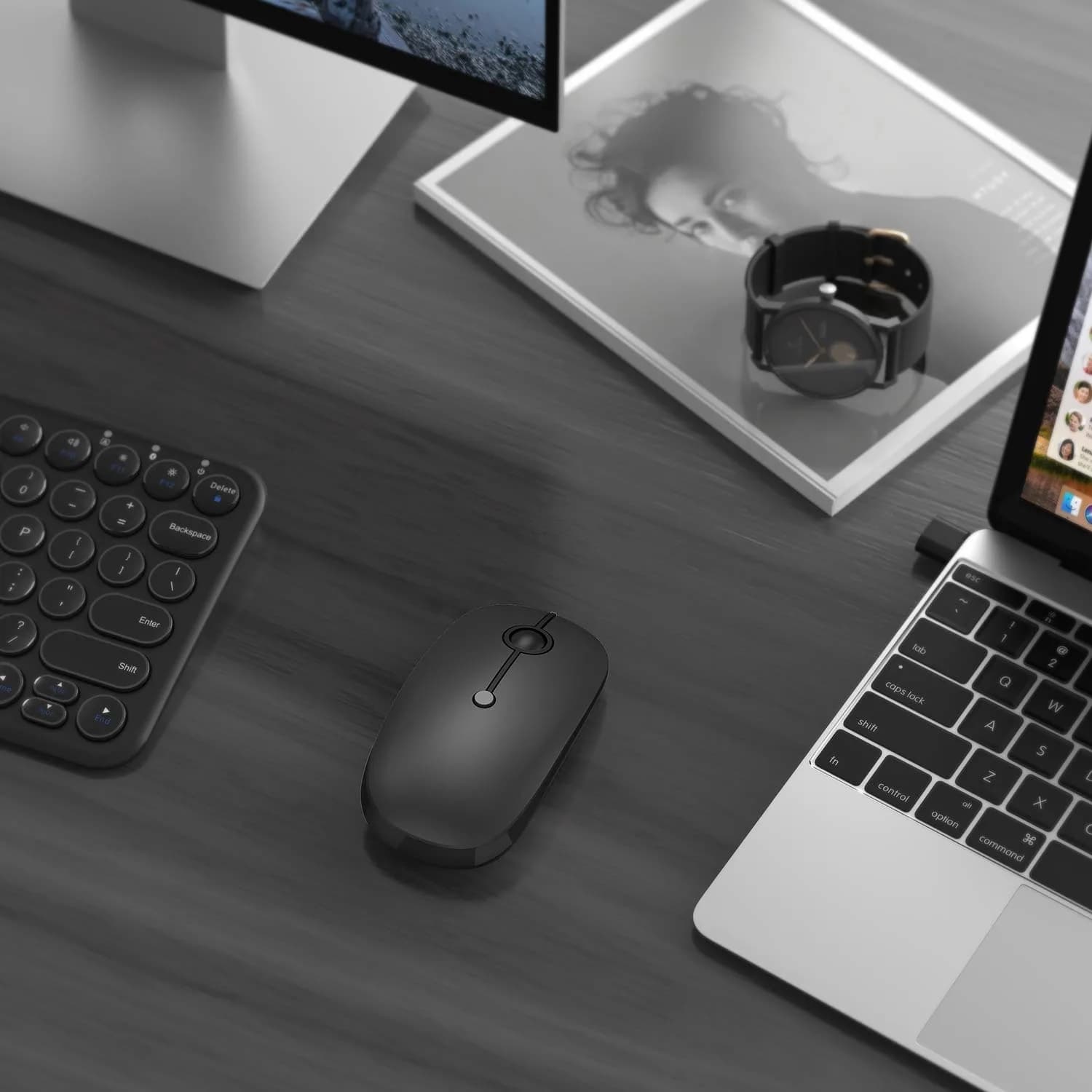 VssoPlor Black Wireless Mouse with USB-C Receiver | Ergonomic, Rechargeable, Quiet Click - view 8