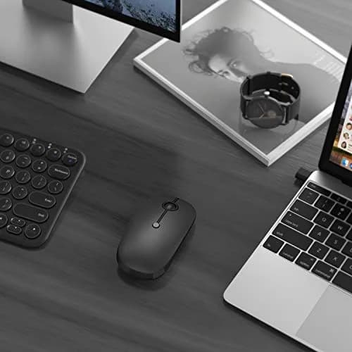 VssoPlor Black Wireless Mouse with USB-C Receiver | Ergonomic, Rechargeable, Quiet Click thumbnail 8