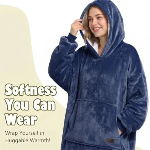 Catalonia Oversized Sherpa Full Body Wearable Blanket Hoodie Sweatshirt | Extra Warm, Soft & Cozy for All Seasons thumbnail 4