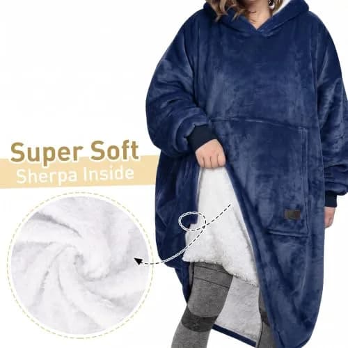 Catalonia Oversized Sherpa Full Body Wearable Blanket Hoodie Sweatshirt | Extra Warm, Soft & Cozy for All Seasons thumbnail 5