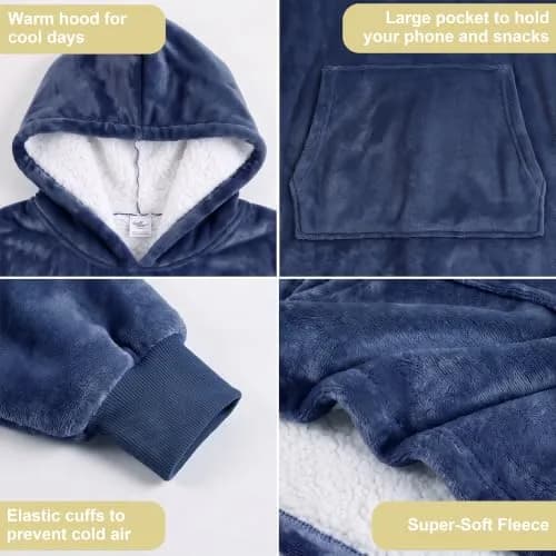 Catalonia Oversized Sherpa Full Body Wearable Blanket Hoodie Sweatshirt | Extra Warm, Soft & Cozy for All Seasons thumbnail 3