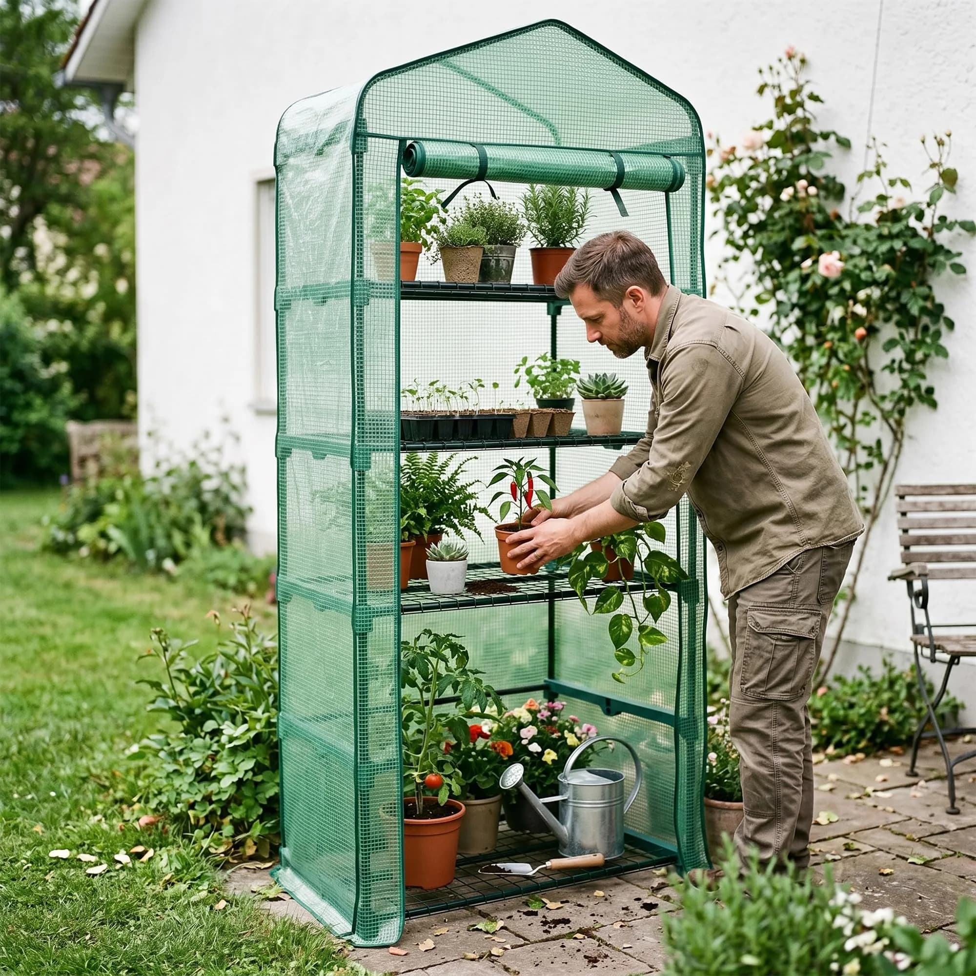 Worth Garden 5-Tier Mini Sun Shade Greenhouse 75" H x 27" L x 19" W | Protects Plants from Sun, Heat & Rain - view 7