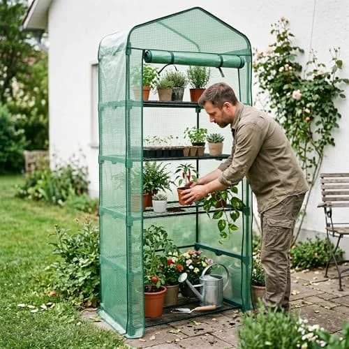 Worth Garden 5-Tier Mini Sun Shade Greenhouse 75" H x 27" L x 19" W | Protects Plants from Sun, Heat & Rain thumbnail 7