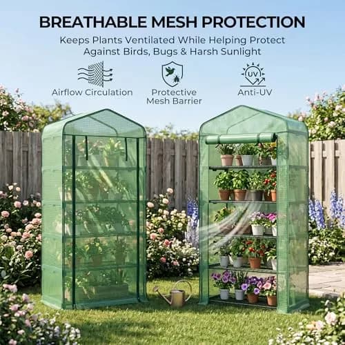 Worth Garden 5-Tier Mini Sun Shade Greenhouse 75" H x 27" L x 19" W | Protects Plants from Sun, Heat & Rain thumbnail 2
