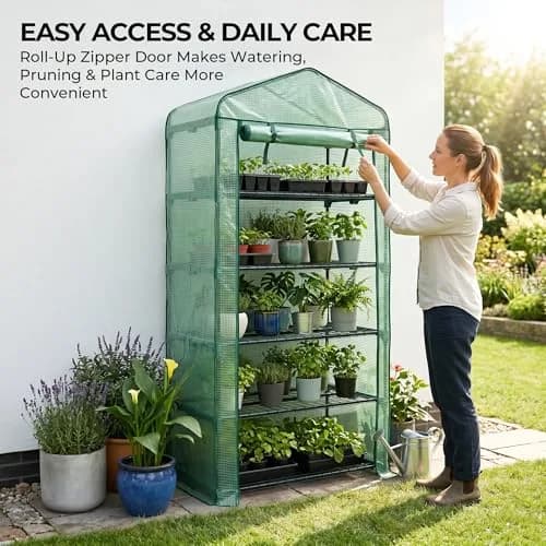 Worth Garden 5-Tier Mini Sun Shade Greenhouse 75" H x 27" L x 19" W | Protects Plants from Sun, Heat & Rain thumbnail 3
