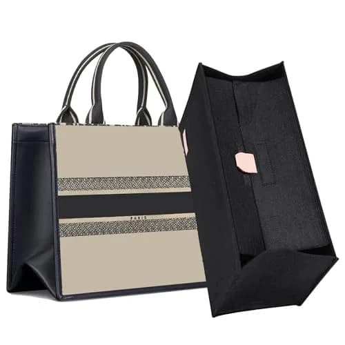 Doxo Felt Purse Organizer Insert for LV On The Go GM, With Cover, Black | 38 cm (15" W x 7" H x 8" D) Bag Organizer thumbnail 1