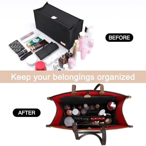 Doxo Felt Purse Organizer Insert for LV On The Go GM, With Cover, Black | 38 cm (15" W x 7" H x 8" D) Bag Organizer thumbnail 4