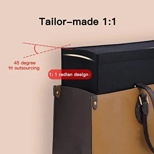 Doxo Felt Purse Organizer Insert for LV On The Go GM, With Cover, Black | 38 cm (15" W x 7" H x 8" D) Bag Organizer thumbnail 5