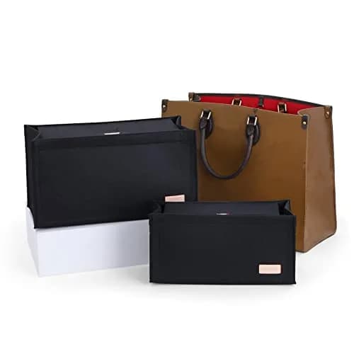 Doxo Felt Purse Organizer Insert for LV On The Go GM, With Cover, Black | 38 cm (15" W x 7" H x 8" D) Bag Organizer thumbnail 6