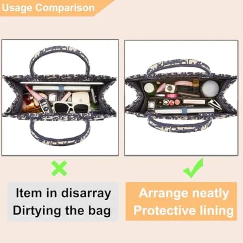 Doxo Felt Purse Organizer Insert for LV On The Go GM, With Cover, Black | 38 cm (15" W x 7" H x 8" D) Bag Organizer thumbnail 3