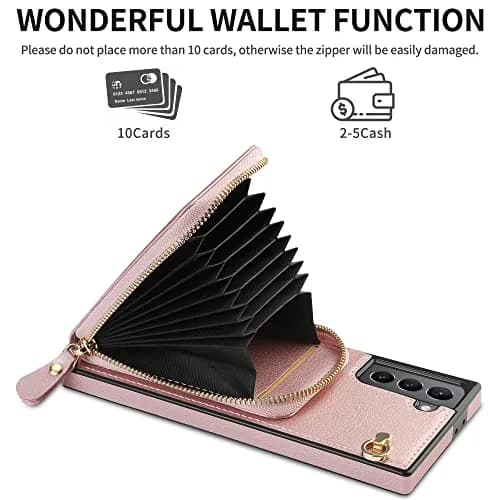 JAKPDE Wallet Case for Samsung Galaxy S21 6.2 inch | Card Holder & Crossbody Lanyard (Rose Gold) thumbnail 2