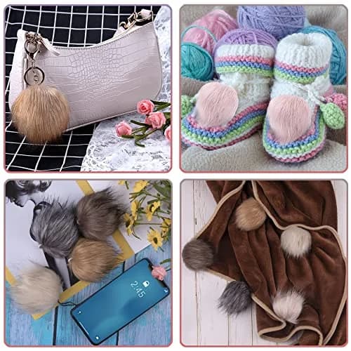 SIQUK 20 Pieces Faux Fur Pom Pom 10cm (3.94 inches) | Soft Colors for Hats, Bags, DIY thumbnail 5