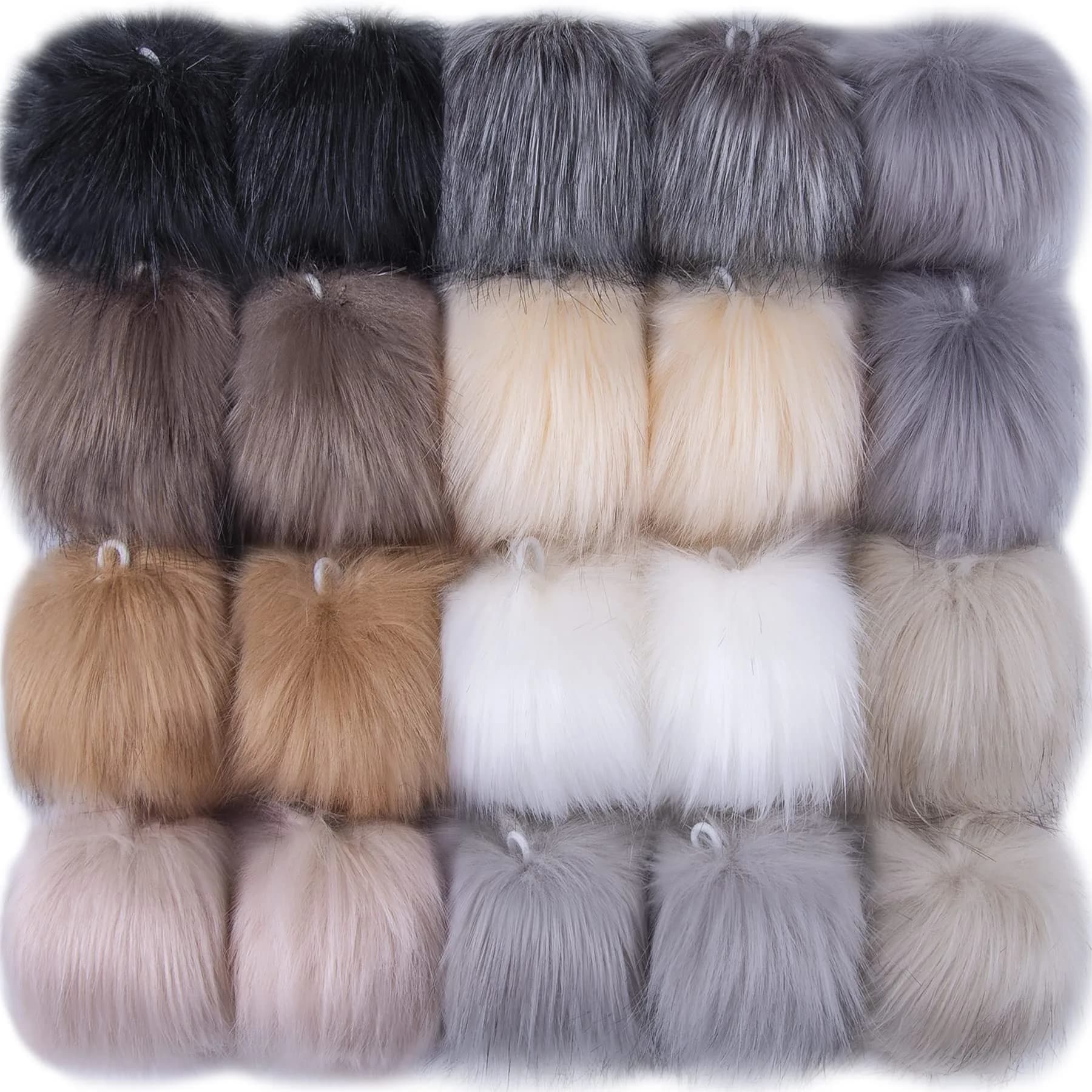 SIQUK 20 Pieces Faux Fur Pom Pom 10cm (3.94 inches) | Soft Colors for Hats, Bags, DIY - main product image