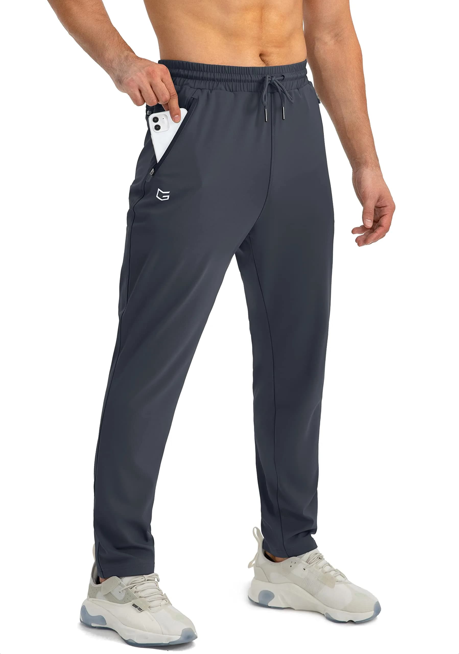 G Gradual Men's Sweatpants with Zipper Pockets Tapered Fit | Athletic & Versatile (XX-Large, Grey) — Grey