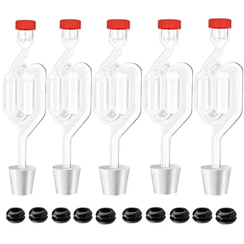 Zazolyne S-Shape Airlock with #6 Stopper & Grommets (5 Sets) | Bubble Fermentation Lock for Brewing Wine Making thumbnail 1