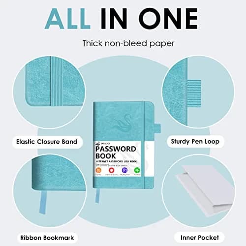 JXSELECT Password Book with Alphabetical Tabs - Hardcover Password Organizer 5.2" x 7.6" | Secure Password Keeper thumbnail 4