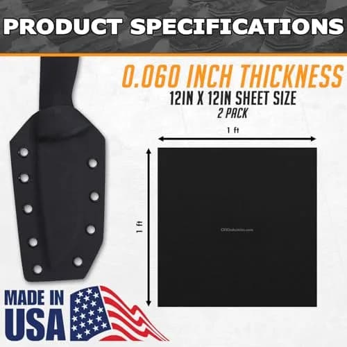 Holstex Kydex V Thermoform Sheet - P1 Texture Black 0.060in (1.52mm) | DIY Holster Making & Cosplay Material (2-Pack) thumbnail 3