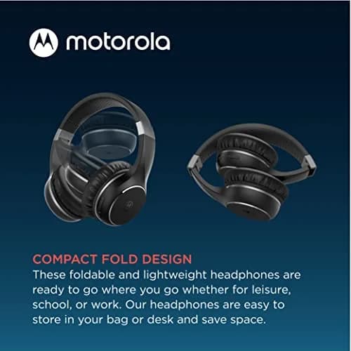 Motorola Sound Moto XT220 Bluetooth Wireless Headphones with Mic, Foldable Over-Ear, 40mm Drivers | Black thumbnail 3
