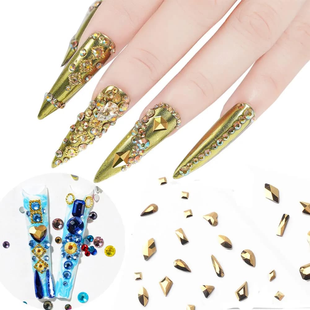 La Jolie Jasmin Craft Bead 735 Pieces Red Rhinestones for Nails | High-Quality Glass, Easy Application, Multiple Uses — Gold AB