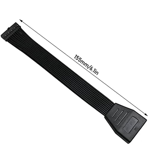 LUORNG USB 3.0 19/20 Pin Male to 20-pin Female Extender Cable 15cm (5.9in) | 5Gbps Data Transfer thumbnail 2