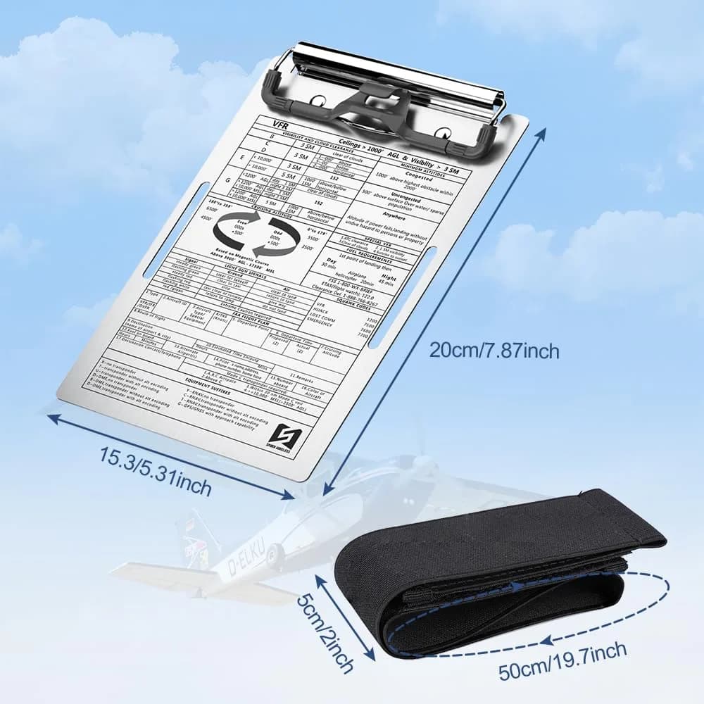 R SPIDER WIRELESS Pilot Kneeboard with Metal Clip & Pen Holder, Adjustable Strap 19.8cm x 13.5cm (7.87×5.31in) - view 2