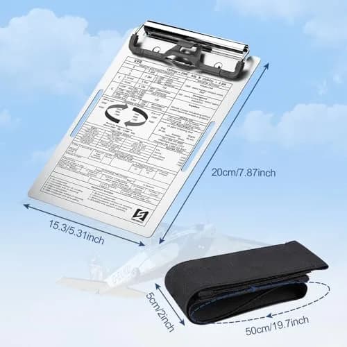R SPIDER WIRELESS Pilot Kneeboard with Metal Clip & Pen Holder, Adjustable Strap 19.8cm x 13.5cm (7.87×5.31in) thumbnail 2