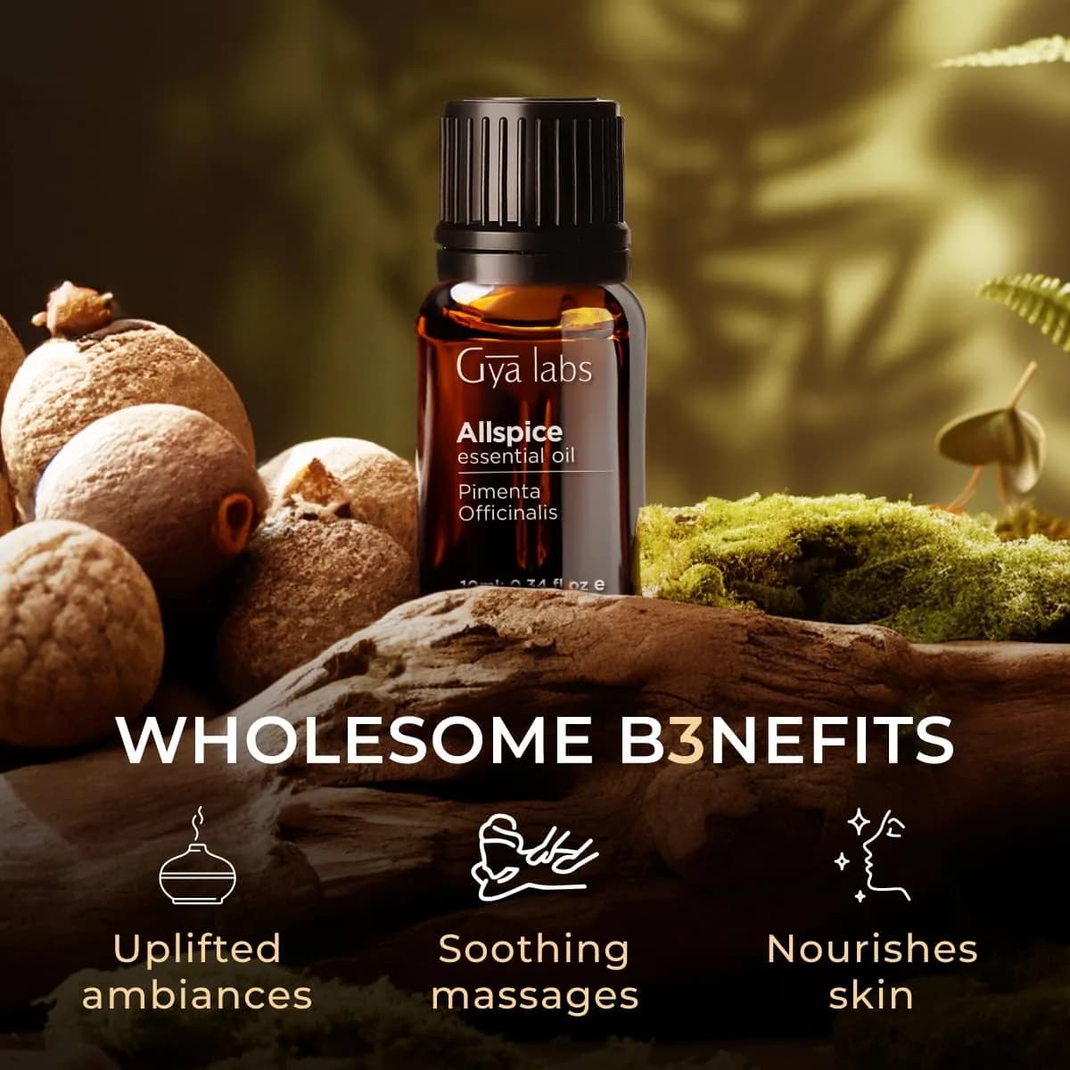 Gya Labs Allspice Essential Oil for Hair, Skin, Diffuser & Candle Making Scent 10ml (0.34 Fl Oz) - view 5