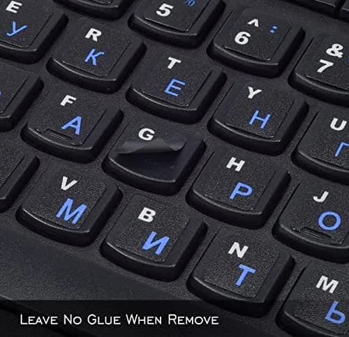 DAMMOMKO 2-Piece Russian Keyboard Stickers with Tweezer | Cyrillic Keyboard Letter Stickers Black Background with Blue/White Lettering thumbnail 4