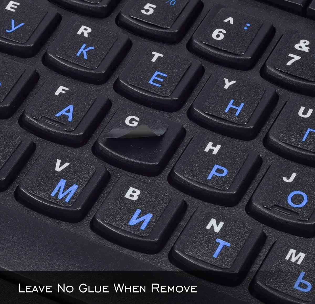 DAMMOMKO Russian-Black/Blue Keyboard Letter Stickers - 2-Pack Vinyl Replacement for Laptops - view 4