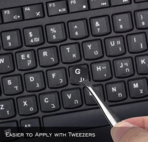 DAMMOMKO Hebrew Keyboard Letter Stickers - Black Background, 2-Pack | Vinyl Replacement for Laptops thumbnail 5
