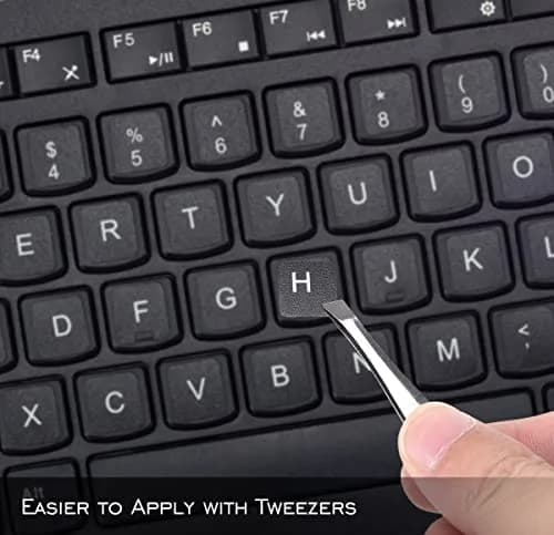 DAMMOMKO English Keyboard Stickers with Tweezer | Black Background, White Lettering (2-Pack) thumbnail 5