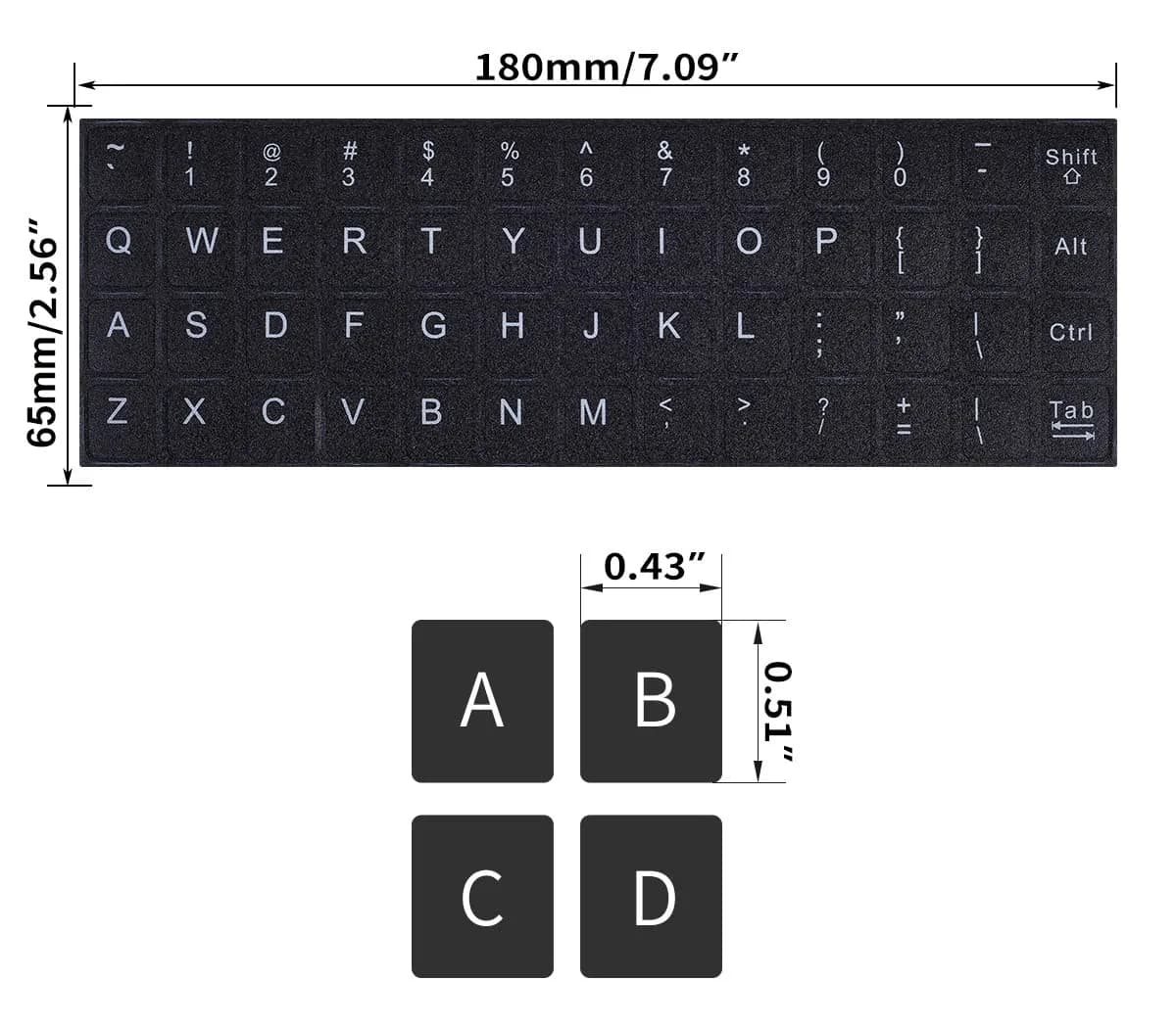 DAMMOMKO English Keyboard Stickers with Tweezer | Black Background, White Lettering (2-Pack) - view 3