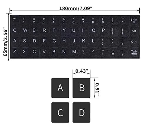 DAMMOMKO English Keyboard Stickers with Tweezer | Black Background, White Lettering (2-Pack) thumbnail 3