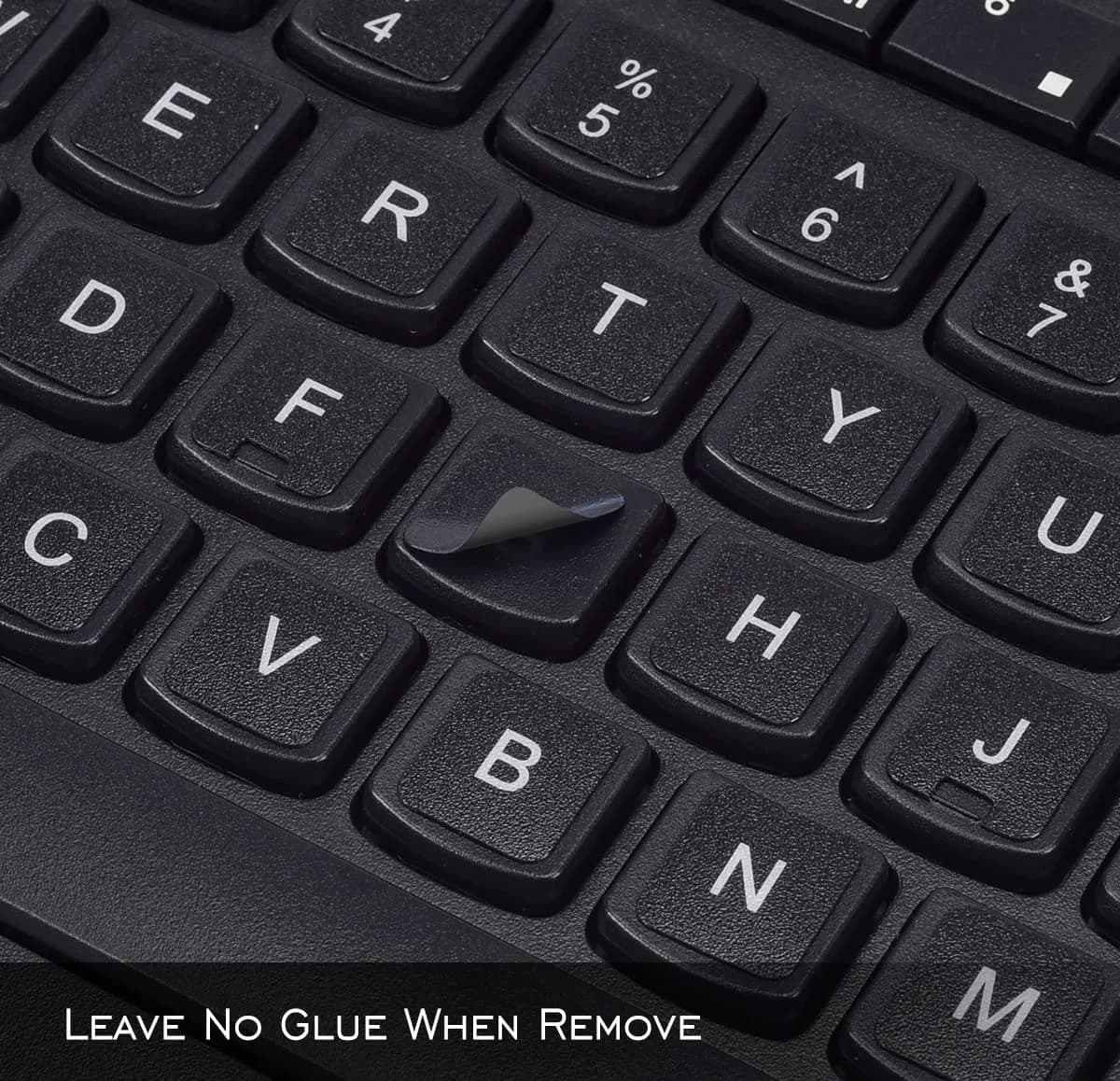 DAMMOMKO English Keyboard Stickers with Tweezer | Black Background, White Lettering (2-Pack) - view 4