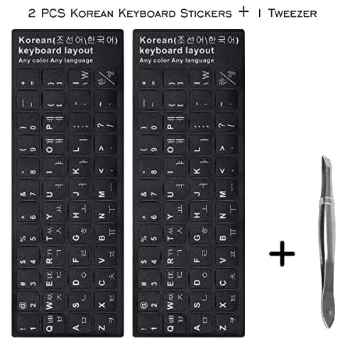 DAMMOMKO Korean Keyboard Stickers for Laptop - 2 Pack with Tweezer | Bilingual English-Korean Letter Print thumbnail 2
