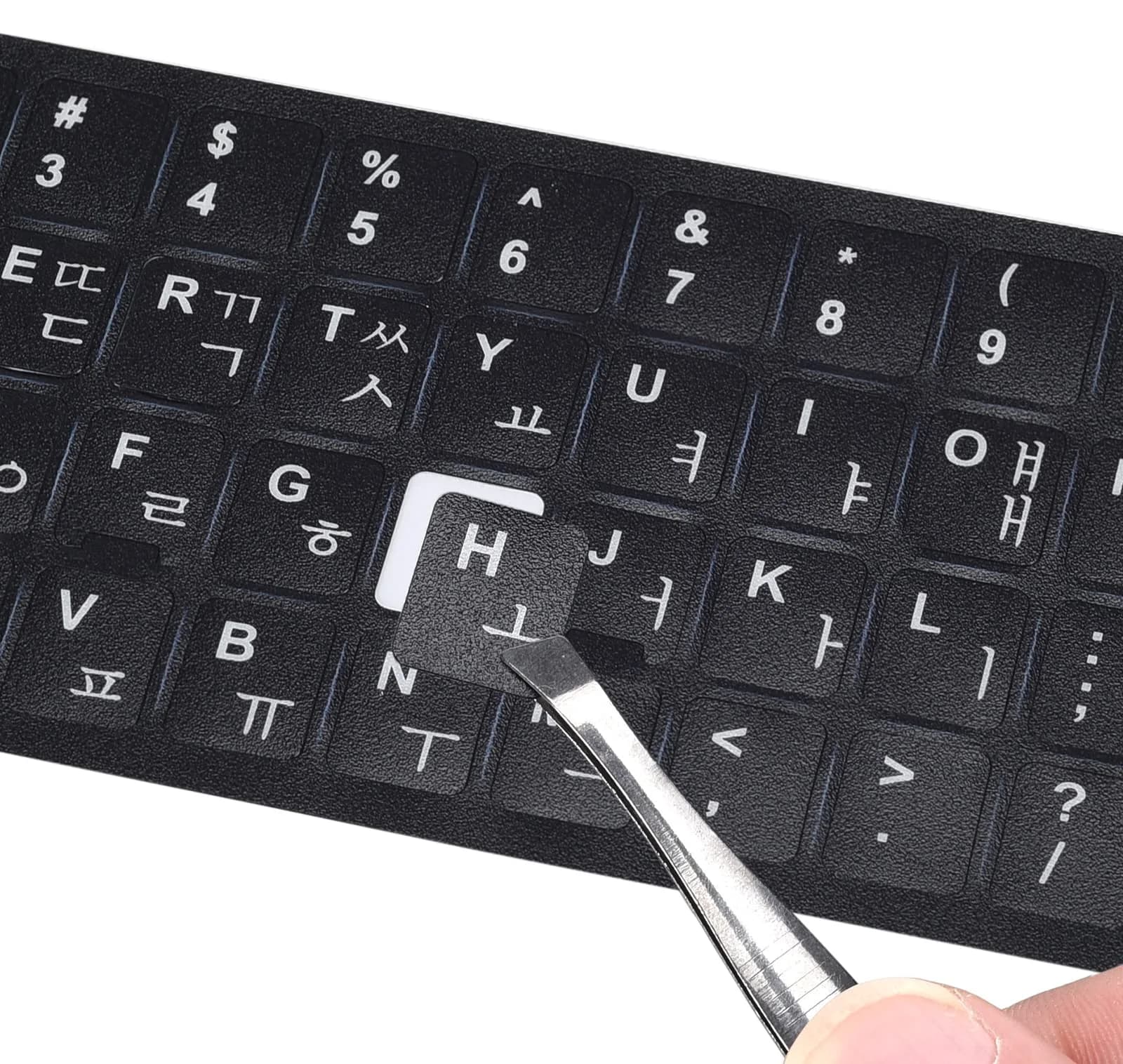 DAMMOMKO Hebrew Keyboard Letter Stickers - Black Background, 2-Pack | Vinyl Replacement for Laptops — Korean-black/White