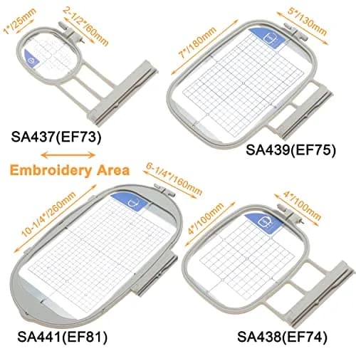 New brothread Embroidery Machine Hoop 4 in 1 Set | Compatible with Brother & Baby Lock (4-pack, 4"x4" to 6.25"x10.25") thumbnail 5