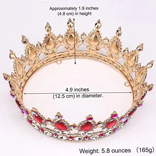 COCIDE Gold Crown for Women Red Crystal Wedding Tiara and Crowns | Elegant Queen Crown for Special Occasions thumbnail 5