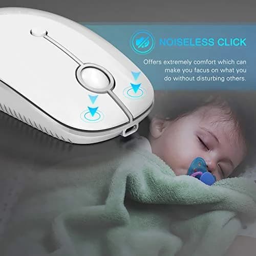 VssoPlor Type-C Wireless Mouse, USB C MacBook Wireless Mouse, White Silver | 3-Level DPI Adjustable, Rechargeable, Quiet Click thumbnail 5