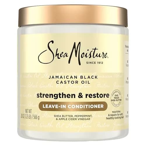 Shea Moisture Jamaican Black Castor Oil Strengthen & Restore Leave-In Conditioner 20 Fl Oz (591ml) | For Damaged Hair, Breakage Control & Frizz thumbnail 1