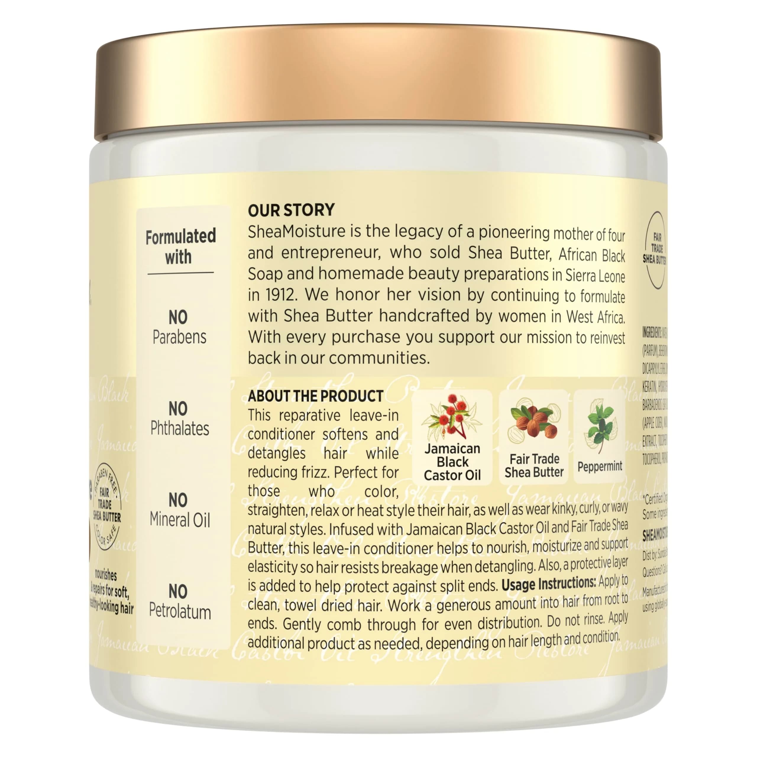 Shea Moisture Jamaican Black Castor Oil Strengthen & Restore Leave-In Conditioner 20 Fl Oz (591ml) | For Damaged Hair, Breakage Control & Frizz - view 2