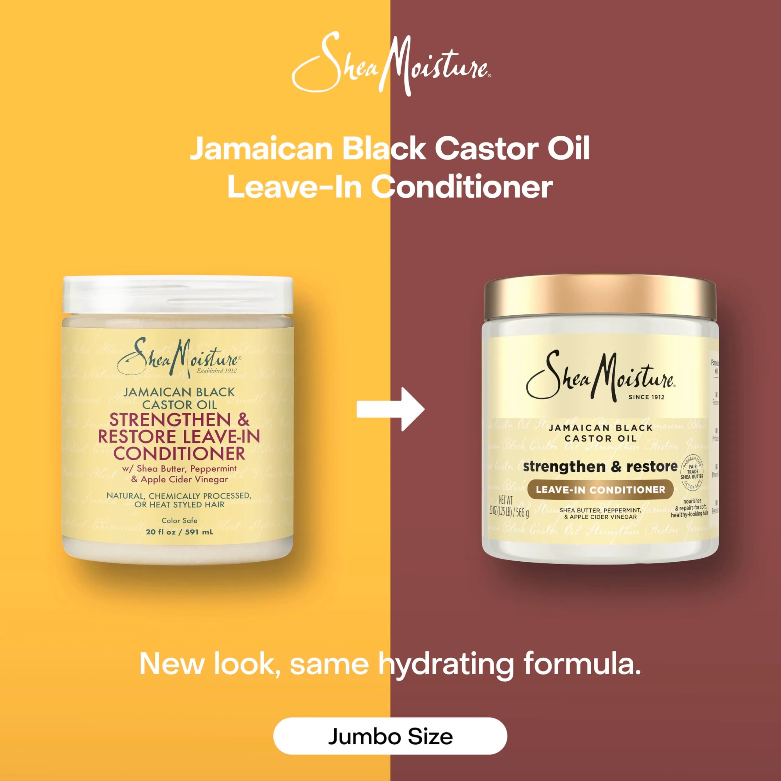 Shea Moisture Jamaican Black Castor Oil Strengthen & Restore Leave-In Conditioner 20 Fl Oz (591ml) | For Damaged Hair, Breakage Control & Frizz - view 3