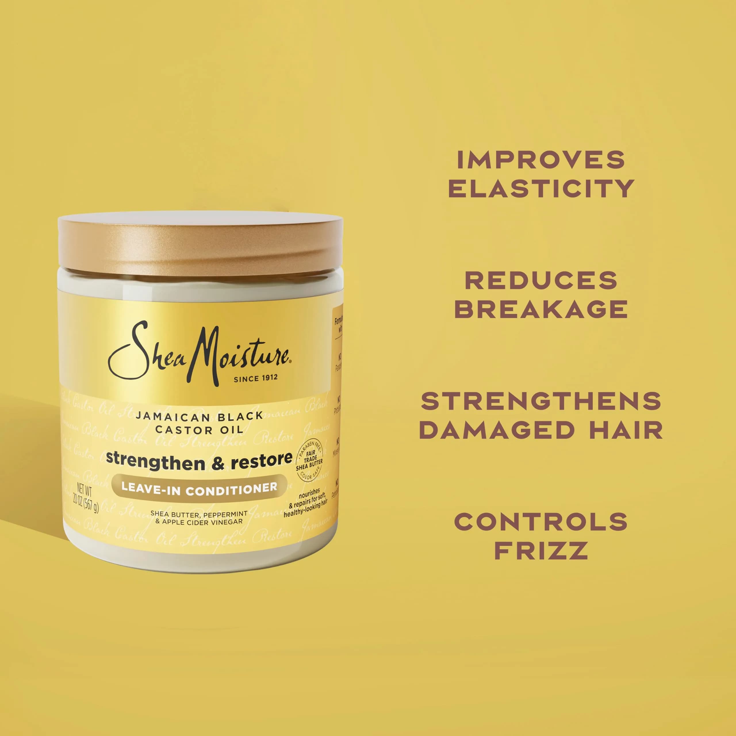 Shea Moisture Jamaican Black Castor Oil Strengthen & Restore Leave-In Conditioner 20 Fl Oz (591ml) | For Damaged Hair, Breakage Control & Frizz - view 4