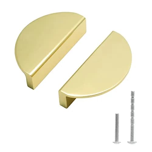 Jiozermi Half Moon Cabinet Pulls Gold 78mm (3 inch) | Modern Aluminum Alloy Hardware thumbnail 1