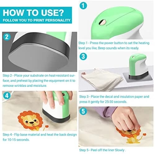 YLSCI Mini Heat Press Machine for Crafts, T Shirts, Shoes, Hats, and Small Vinyl Projects (Green) | Compact Heat Transfer Tool thumbnail 6