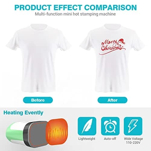 YLSCI Mini Heat Press Machine for Crafts, T Shirts, Shoes, Hats, and Small Vinyl Projects (Green) | Compact Heat Transfer Tool thumbnail 3