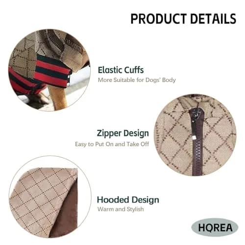 HQREA Dog Hoodie Luxury Winter XL | Classic Designer French Bulldog Teddy Pug Clothes thumbnail 2