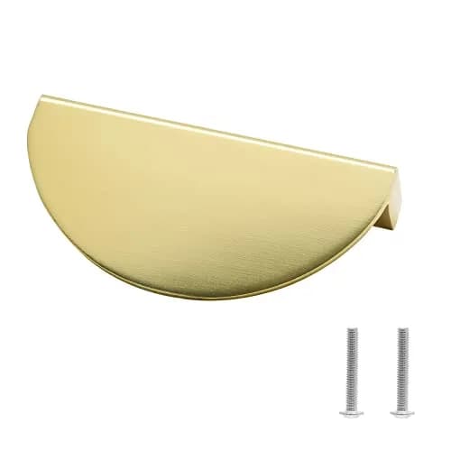 Jiozermi Half Moon Cabinet Pulls, 2-1/2 Inch Hole Center, Gold, 4 Packs | Modern Aluminum Alloy Hardware thumbnail 2