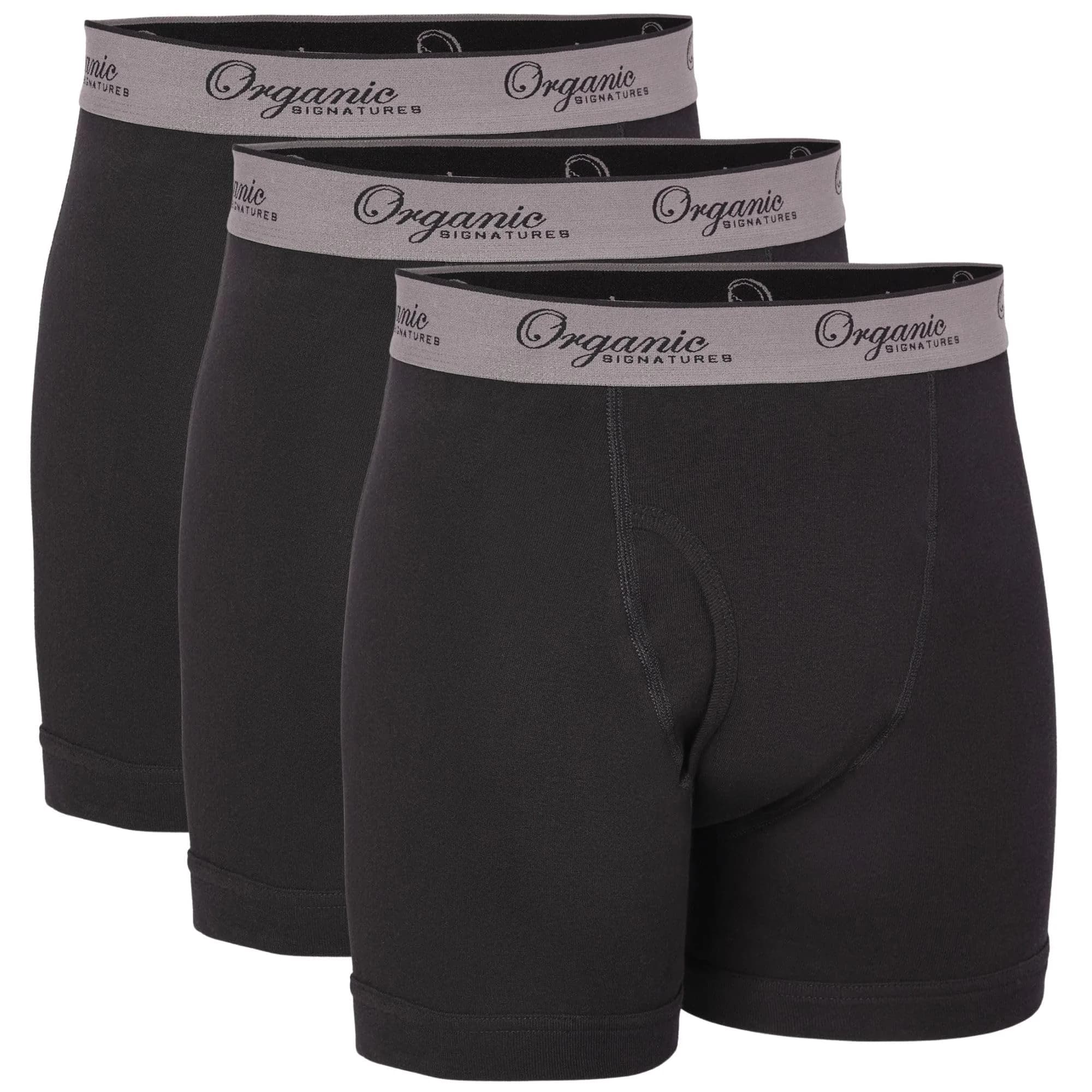 Organic Signatures Boxer Briefs 100% Organic Cotton Medium Black | Naturally Breathable Comfort — Black