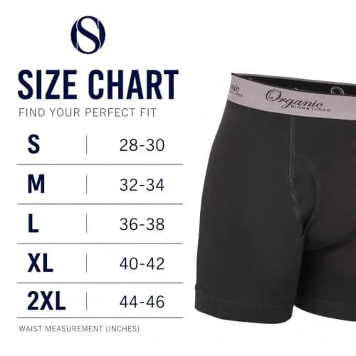 Organic Signatures Boxer Briefs 100% Organic Cotton Medium Black | Naturally Breathable Comfort thumbnail 5